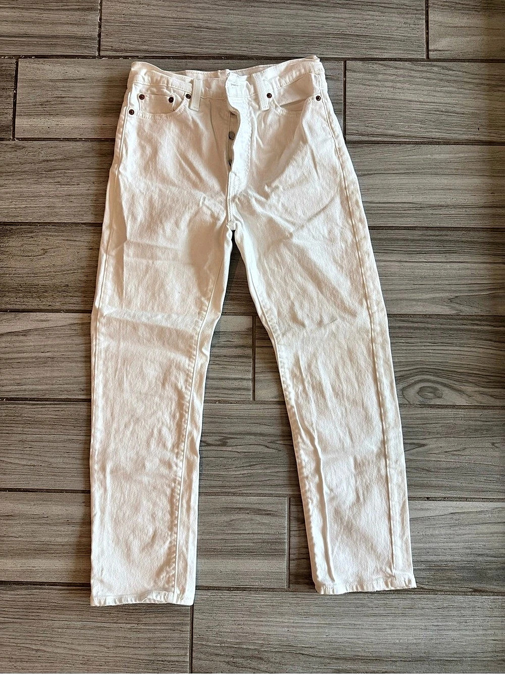 Levi's 501 Original Cropped Jeans Women's Straight Leg Jeans in White Like New